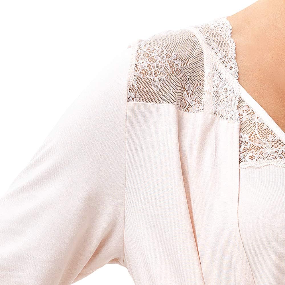 e.Femme Damen Morgenmantel Lena 490 aus Viskose Lachs 36, Lachs 36