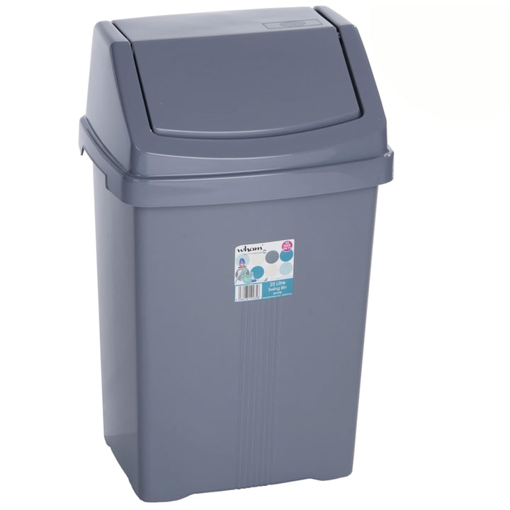 Mülleimer Schwingdeckel 25L eckig Grau Schwingdeckeleimer Kunststoff Bad Grau 25 Liter, Grau 25 Lite