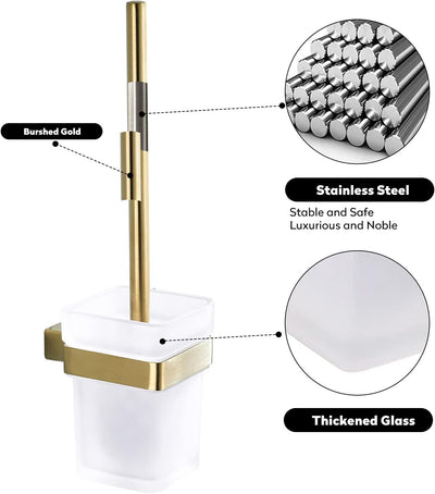 WOMAO Toilettenbürste Gold Edelstahl Wandmontage klobürste Silikon Toilettenbürstenhalter Gebürstet