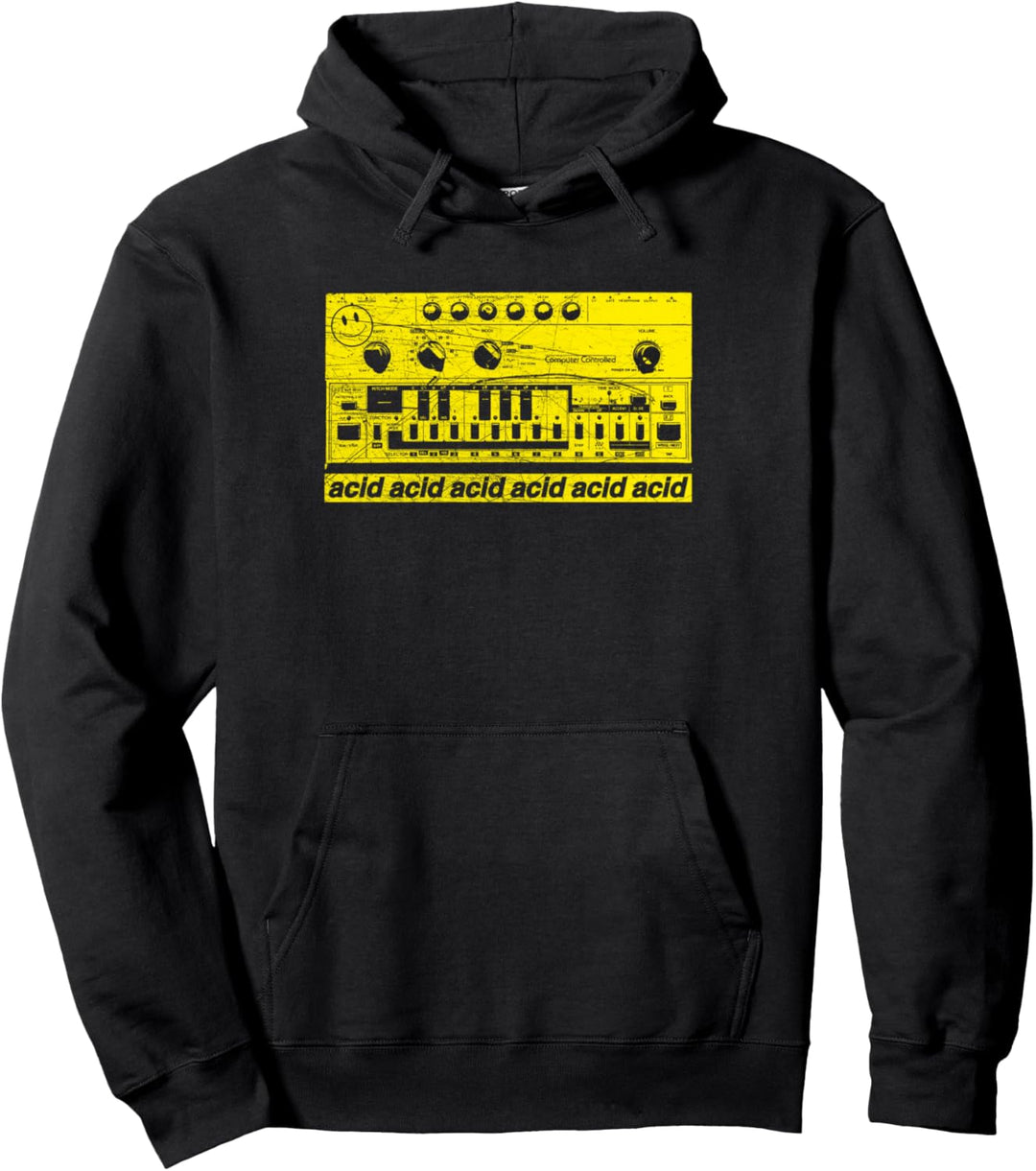 Vintage Analog Synthesizer Acid Bass Synth Retro Studio Nerd Pullover Hoodie