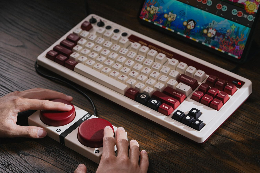 8Bitdo Retro Mechanical Keyboard, Bluetooth/2.4G/USB-C Hot Swappable Gaming Keyboard with 87 Keys, D