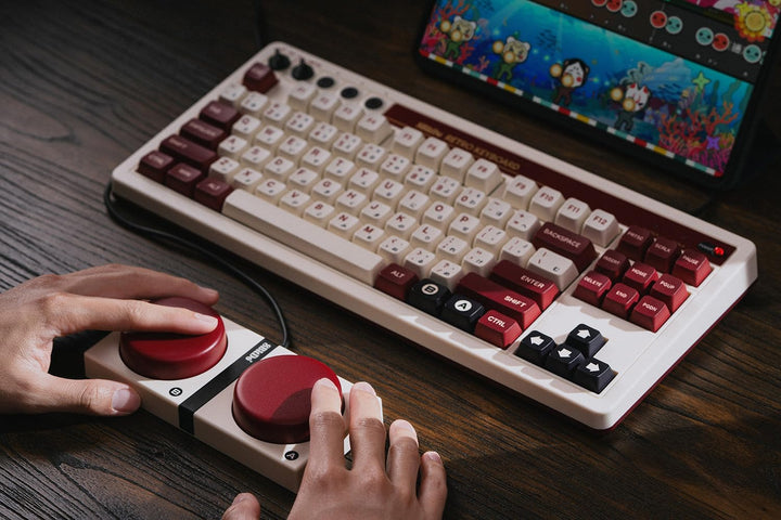 8Bitdo Retro Mechanical Keyboard, Bluetooth/2.4G/USB-C Hot Swappable Gaming Keyboard with 87 Keys, D