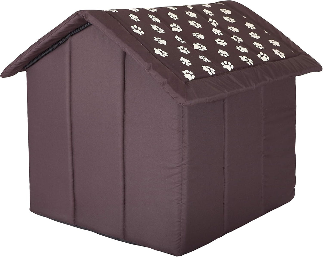 Hundehütte Hundehöhle Hundebett Hundehaus Katzenhöhle Grösse XXXL - 76x72 cm braun mit Pfoten 76x72x