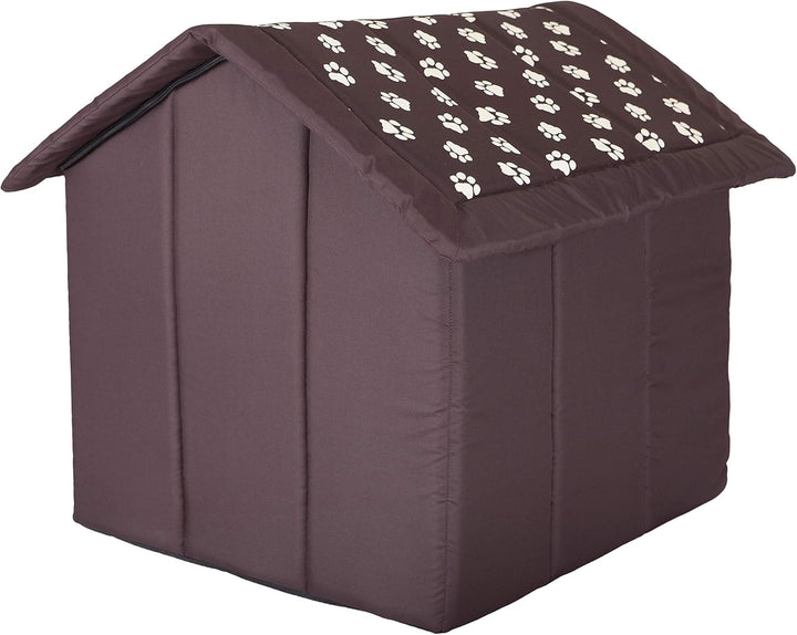 Hundehütte Hundehöhle Hundebett Hundehaus Katzenhöhle Grösse XXXL - 76x72 cm braun mit Pfoten 76x72x
