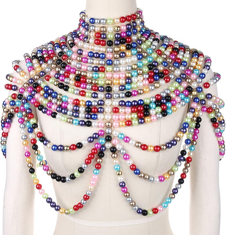 Perlen Körperkette Perlenkette Schal Elegante Halskette Schal Party Schmuck Halskette für Frauen Mäd