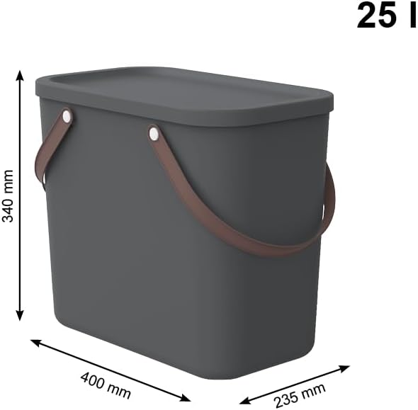 Rotho Albula 4er-Set Aufbewahrungsbox 2x40l +2x25l mit Deckel, Kunststoff (PP recycelt), Anthrazit,