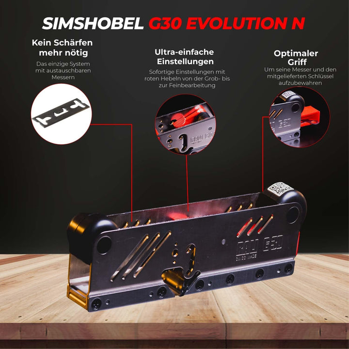 RALI G30 EVOLUTION N Handhobel mit Führungsschiene für Tischlerarbeiten. Kein Schärfen erforderlich