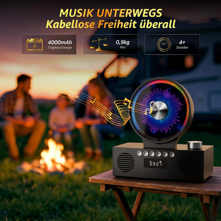 ROADOM CD Player Bluetooth 5.3 mit Dual Lautsprecher, 4000mAh Tragbar Wiederaufladbar, 6-in-1 Wieder