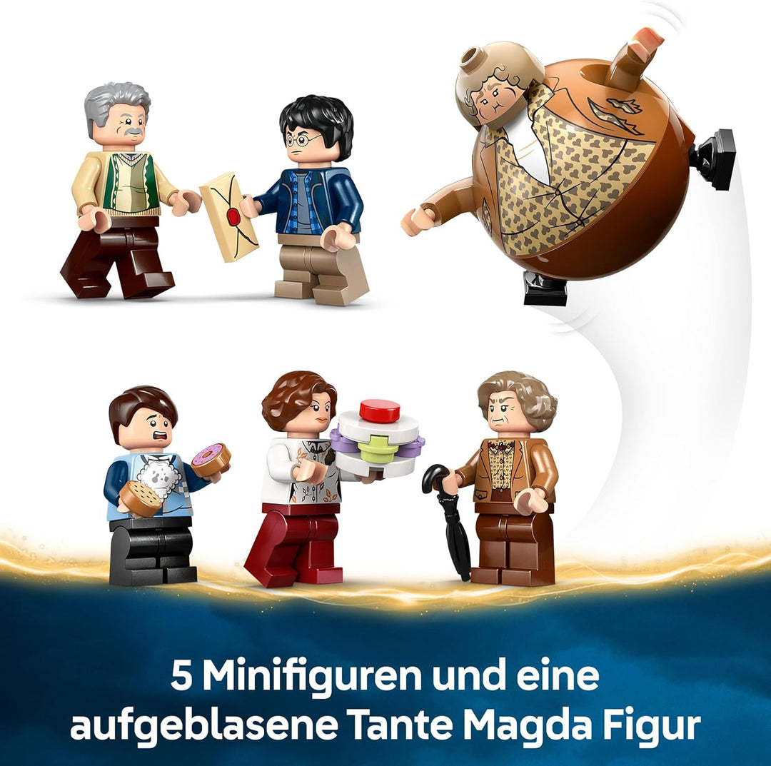 LEGO Harry Potter Ligusterweg: Tante Magdas Besuch – Spielhaus mit Inneneinrichtung, 5 Minifiguren &amp;