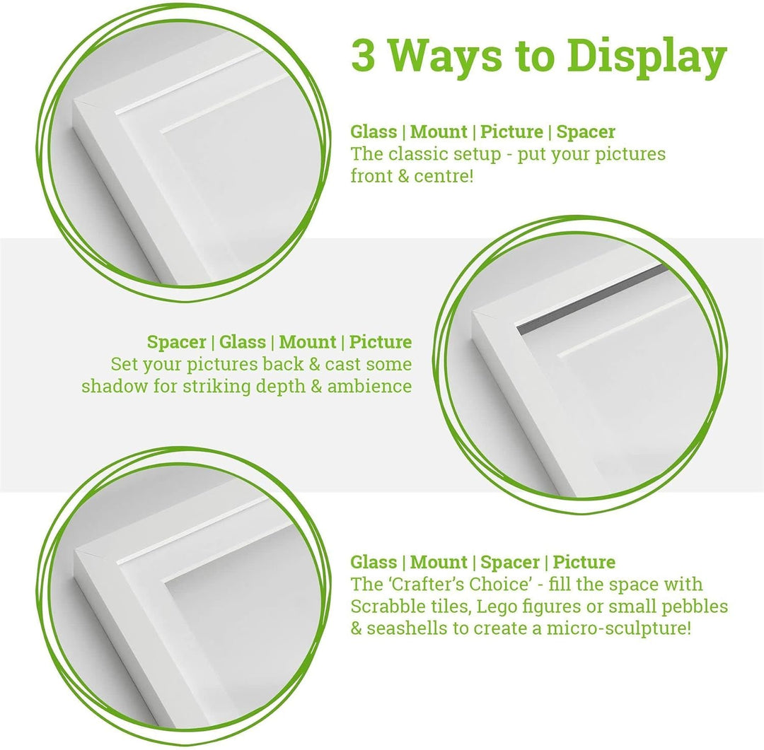 Nicola Spring 3D-Box Fotorahmen - 4 X 4 mit 2 X 2 Halterung - Dunkelholz/Schwarz - Pack Von 5