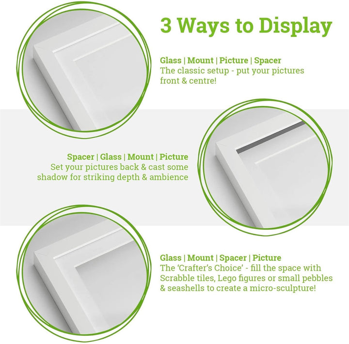 Nicola Spring 3D-Box Fotorahmen - 4 X 4 mit 2 X 2 Halterung - Dunkelholz/Schwarz - Pack Von 5