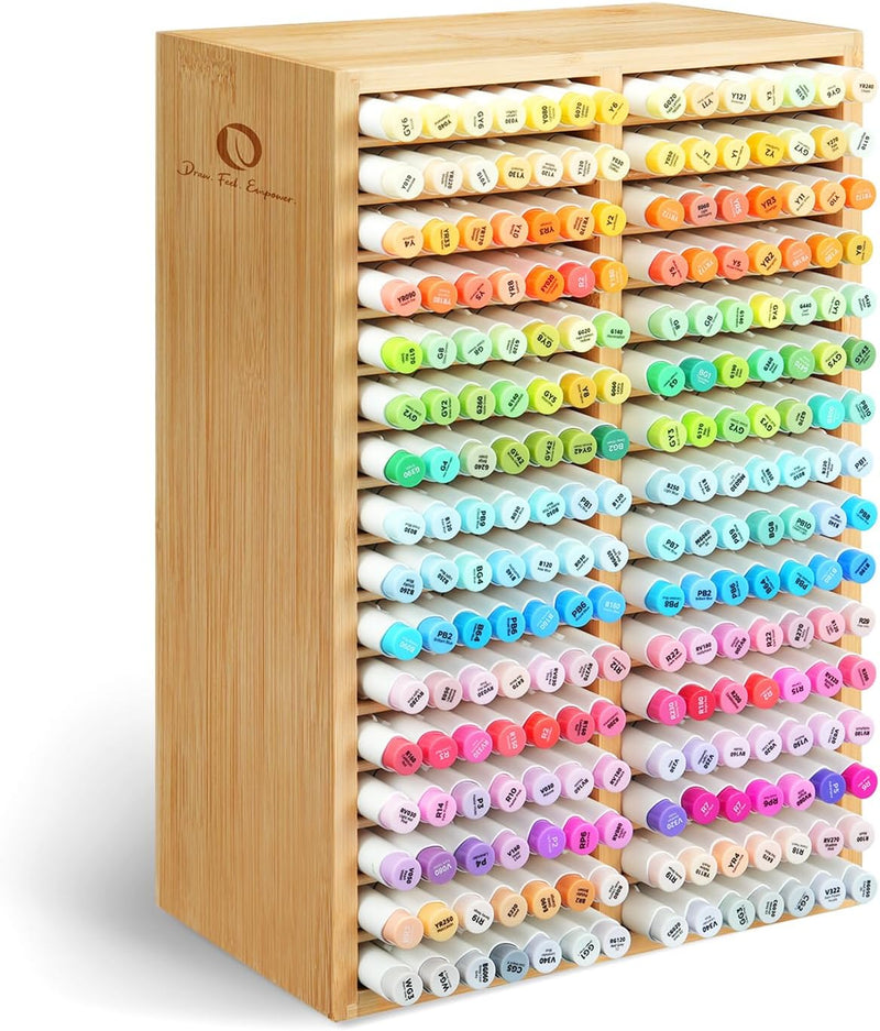 Ohuhu Bambus Marker Organizer, Holz Desktop Aufbewahrung für 224 Markerstifte Honolulu und Oahu Seri