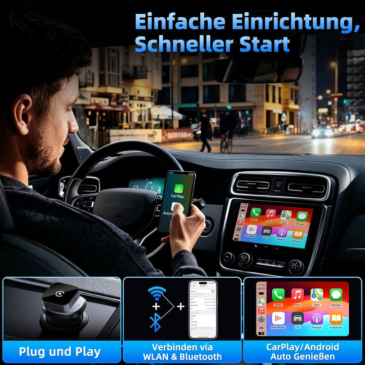 Carplay Wireless Adapter, 2-In-1 Mini Apple Wireless Carplay Adapter, USB-C/A 2026 Car Play Adapter