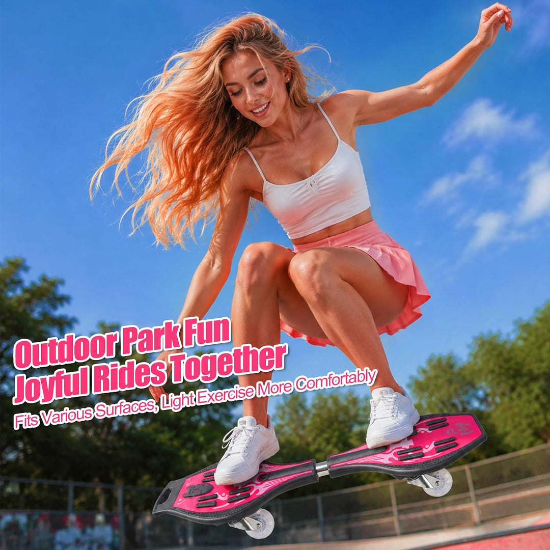 Waveboard Snakeboard Kinder LED Rollen, Caster Board | Anti-Rutsch-Oberfläche, 180° Drehung, leicht