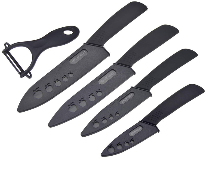 Wolf War keramikmesser, Keramikmesser Set mit Schutzhülle, Küchenmesser Set mit 4-teilig Messer und