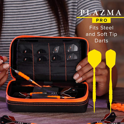 Casemaster Plazma Pro Dart-Schutzhülle mit Handyfach, für Stahlspitzen und weiche Dartpfeile, Schwar