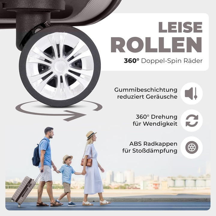 3erKoffersetXXL Komplettpaket – Sichere und leichte ABS Hartschalenkoffer 20"24"28" mit Rollen – Rei
