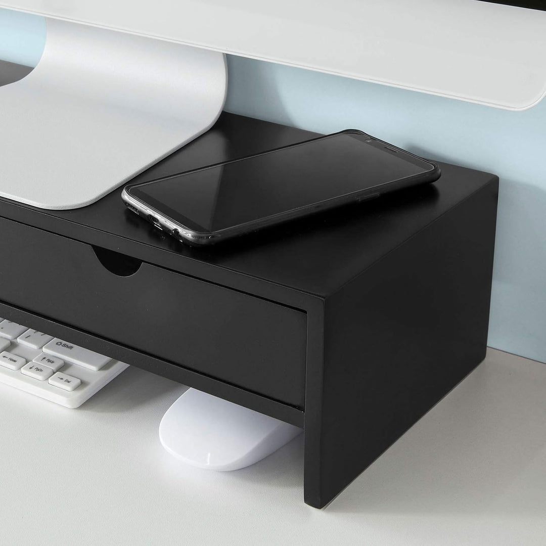 SoBuy Schreibtisch Organizer, Monitorständer mit 2 Schubladen, Monitorerhöhung für Schreibtisch, Mon