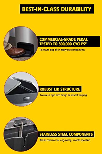 Rubbermaid Commercial Products 1883577 Slim Jim Step On Kunststoff-Tretabfalleimer mit Pedal an der