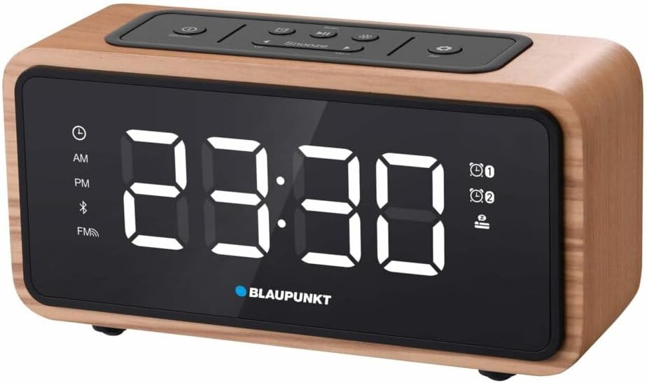 Blaupunkt CR65BT Radiowecker FM Bluetooth 60 Senderspeicher LED Display Uhr mit Doppelalarm und Schl