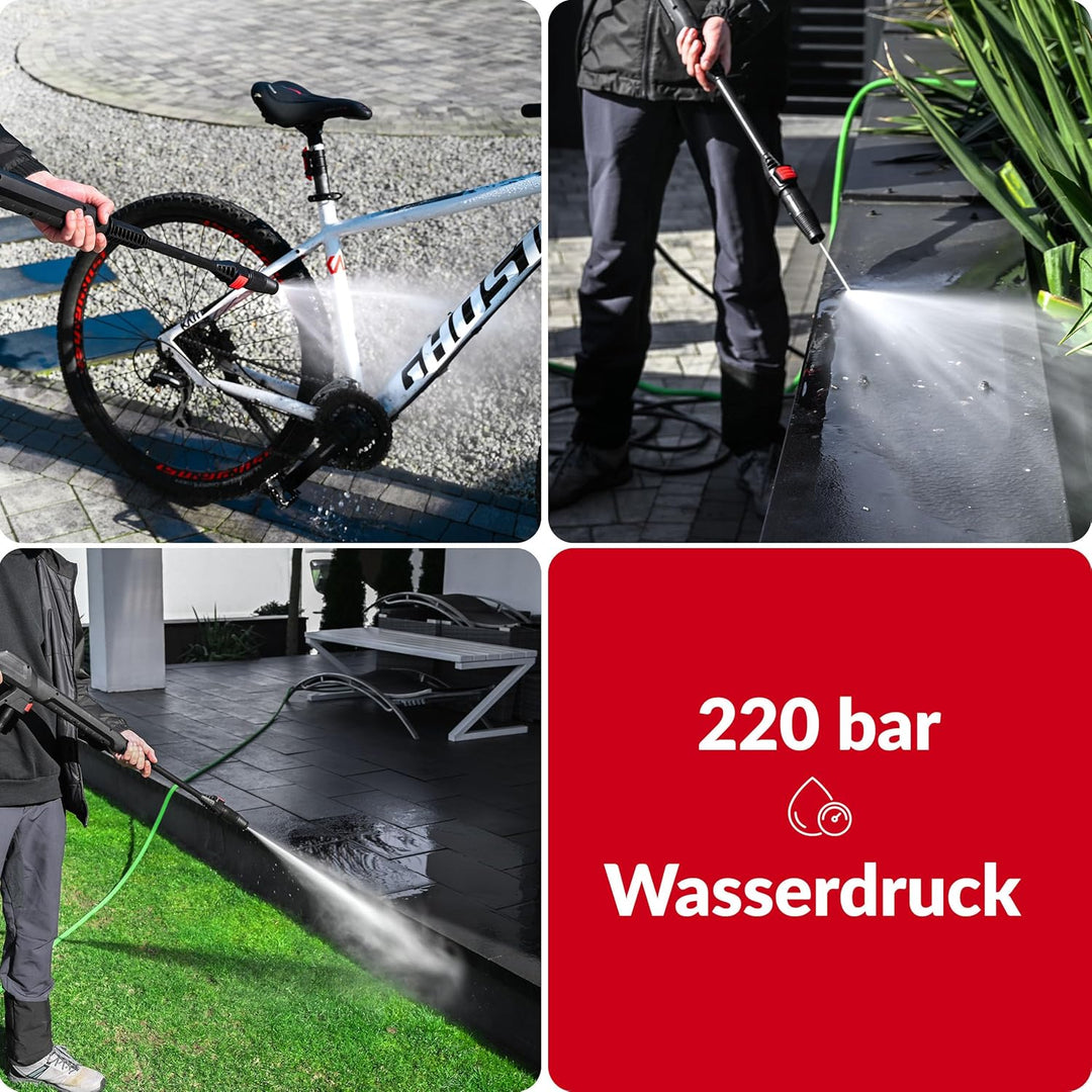 Hochdruckreiniger mit Aluminiumpumpe 220 bar | 450 l/h Fördermenge | 1800 W Leistung | 5m Hochdrucks