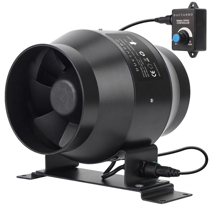 DUCTURBO Rohrventilator 100mm Regelbar, 275m³/h Inline-Kanalventilator Abluftventilator Ideal Rohrlü
