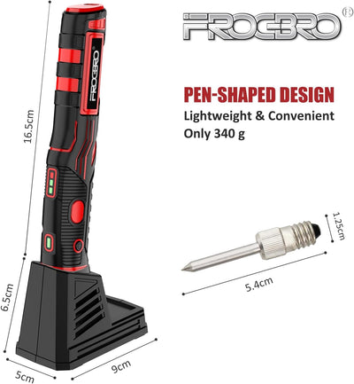 FrogBro Tragbarer Akku Lötkolben Verbesserter 11Watt LD006A-Pro 2500mAh Max 520°C, Hohe Kapazität un