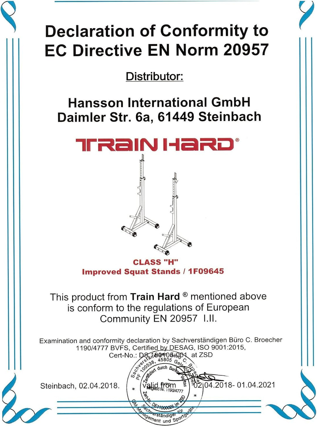 Train Hard Hantelständer Hantelablage Langhantelständer Paar, geprüfte und zertifizierte Sicherheit