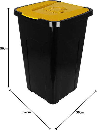 TW24 Mülleimer 50L mit Klappdeckel 3er Set Recycling Abfalltonne Mülleimer Abfalleimer