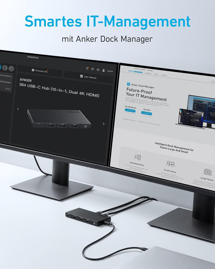 Anker 364 USB-C Hub (10-in-1, Dual 4K HDMI) mit max. 85W Power Delivery, Zwei 4K HDMI-Anschlüssen, e