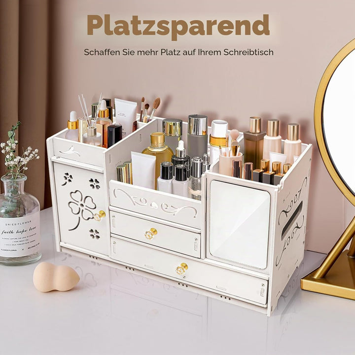 CHERIPOLI Make-up Storage Organiser Box Vanity Organizer mit 2 Schubladen, Multifunktionaler Make-up
