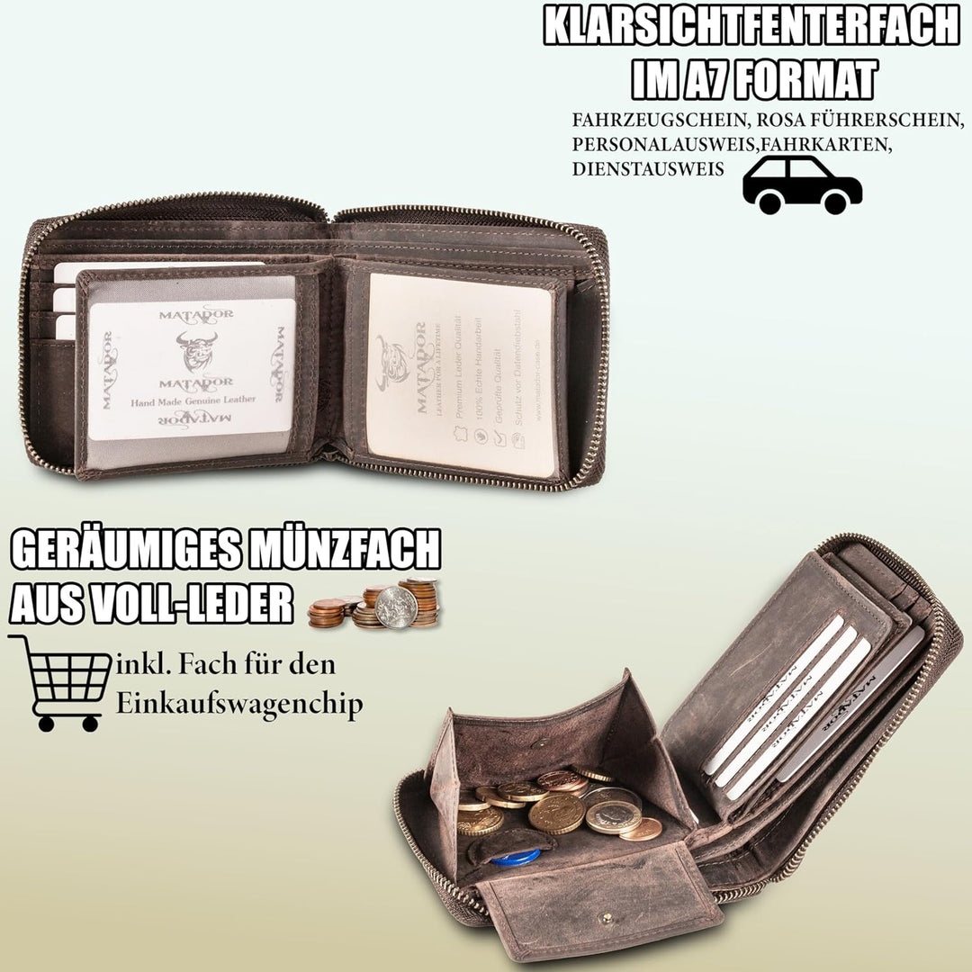 MATADOR Geldbörse Männer Leder #BADALONA mit edler Geschenk Box, Elegante Ledergeldbörse Männer mit
