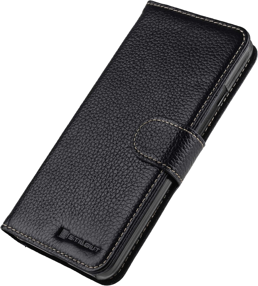 STILGUT Talis kompatibel mit Google Pixel 5 Hülle mit Kartenfach aus Leder, Flip Cover, Wallet Case,