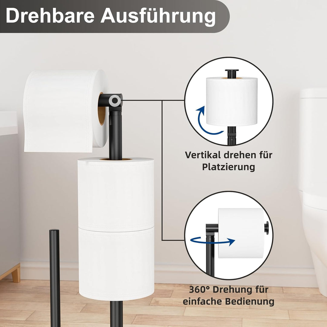 Edelstahl Klopapierhalter Stehend mit Klobürste - Toilettenpapierhalter mit WC Bürste, WC Garnitur m