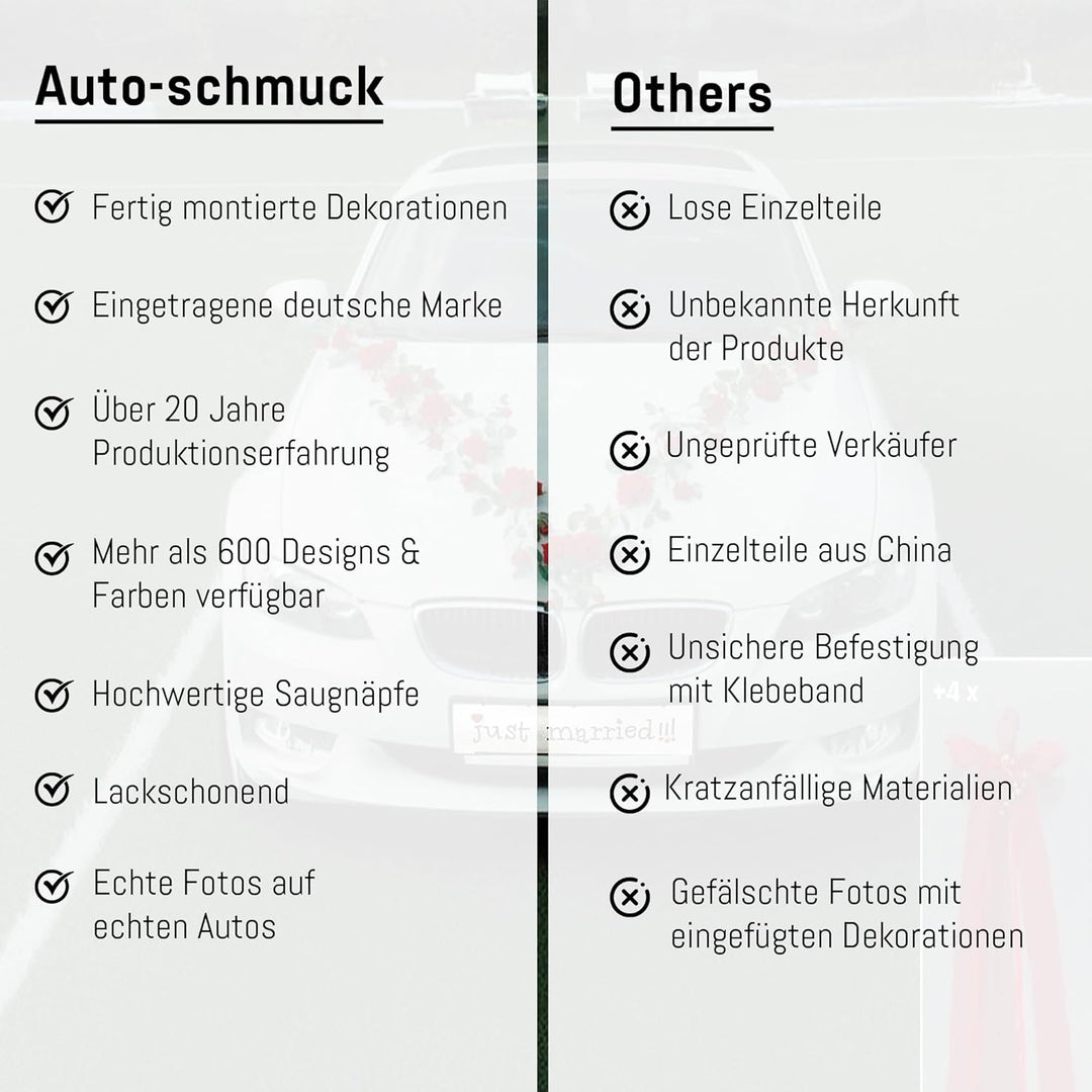 Rosen Girlande Braut Paar Rose Deko Dekoration Autoschmuck Hochzeit Car Auto Wedding ®Auto-schmuck D