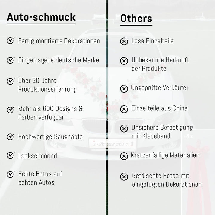 Rosen Girlande Braut Paar Rose Deko Dekoration Autoschmuck Hochzeit Car Auto Wedding ®Auto-schmuck D
