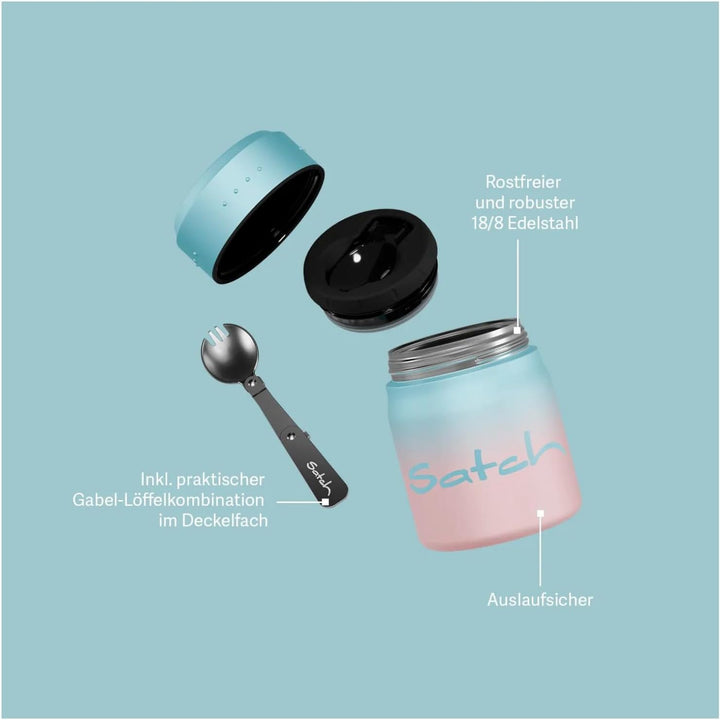 Satch Thermo Lunchbox 500ml, auslaufsicher, isoliert, mit Gabel-Löffelkombination Black Graffiti - R