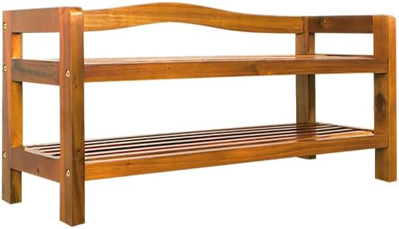Casaria® Schuhregal mit 2 Ebenen 75x26x42cm FSC®-Zertifiziert Akazien Holz Massiv Bad Diele Flur Bad