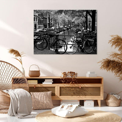 Bilder auf Leinwand 100x70cm Leinwandbild mit Rahmen Holland Kanal Gross Wanddeko Bild Schlafzimmer