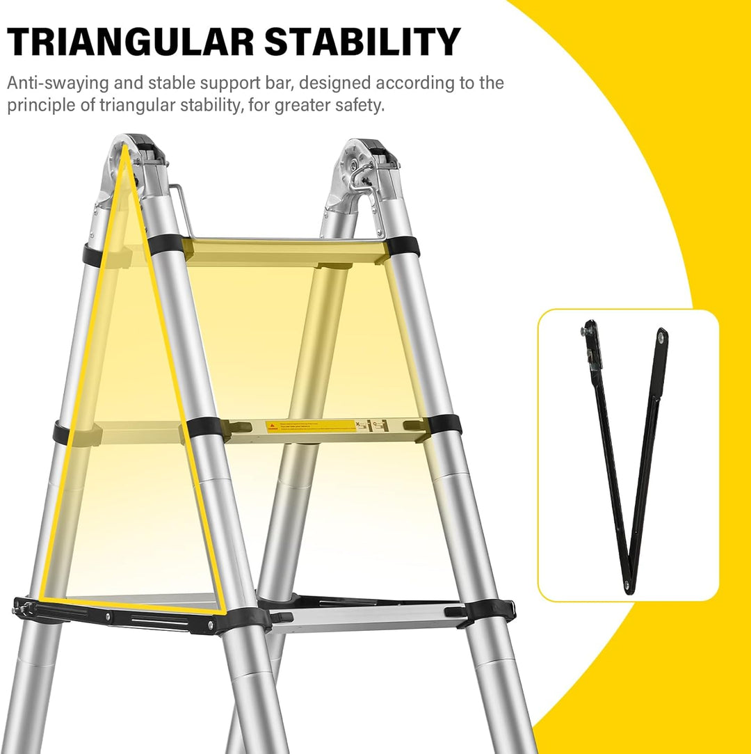 STANEW Teleskopleiter 3,8 m (1,9 + 1,9), Klappleiter, 2-in-1, Teleskopleiter aus Aluminium, Klapplei