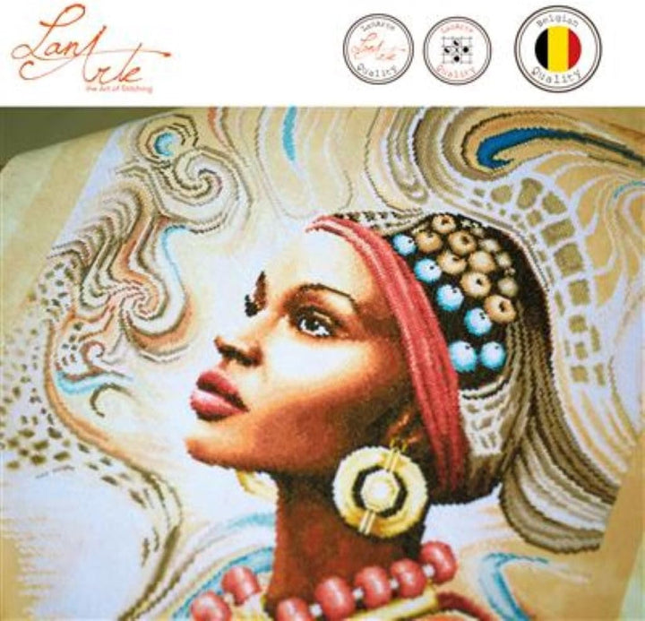 Lanarte Zählmusterpackung Afrika Zählstoff Kreuzstichpackung, Baumwolle, Mehrfarbig, 38 x 47 x 0.3 c