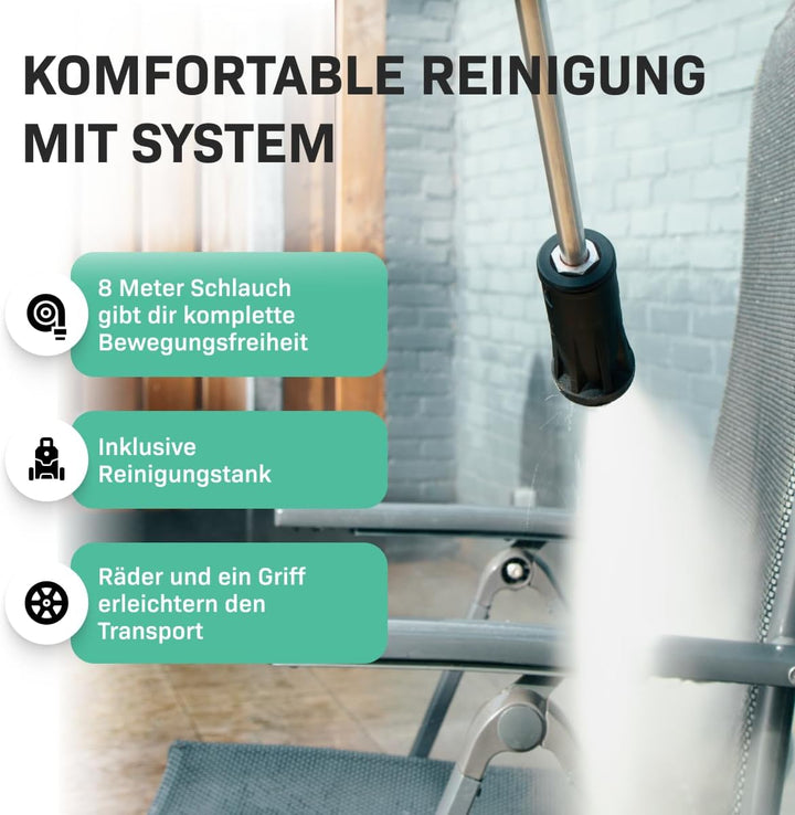 VONROC Hochdruckreiniger 140bar - Fassadenreiniger für mittlere Reinigungsarbeiten [1800W] - Durchfl