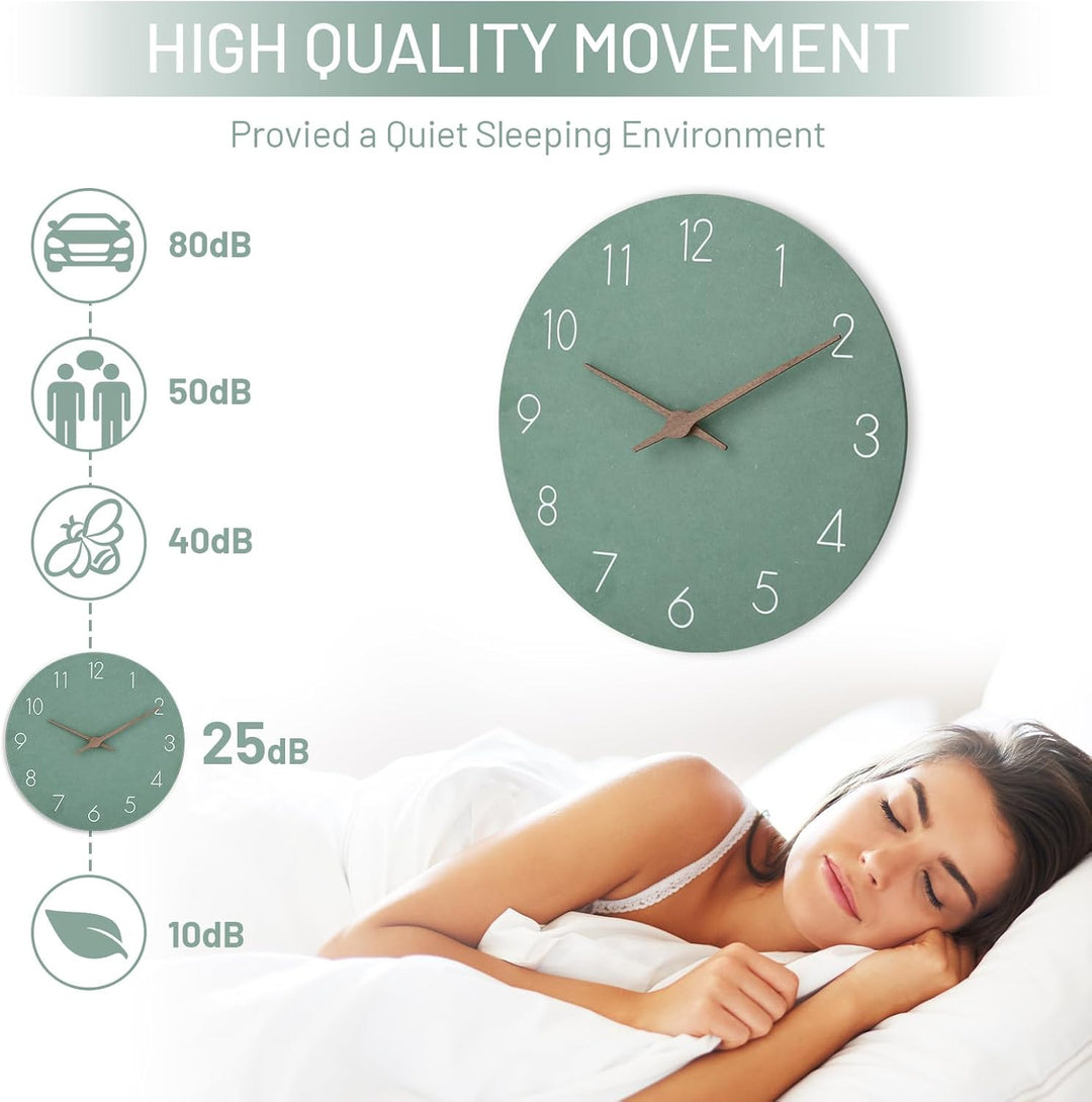 Warminn MDF Holz Wanduhr Ohne TickgeräUsche Lautlos Modern 30cm Quarz Gross Batterie Betriebene Wand