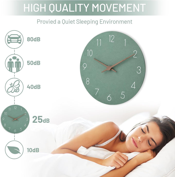 Warminn MDF Holz Wanduhr Ohne TickgeräUsche Lautlos Modern 30cm Quarz Gross Batterie Betriebene Wand