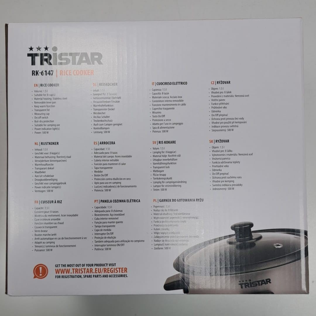 Reiskocher, 500 W, 1,5 l, 8 Tassen TRISTAR