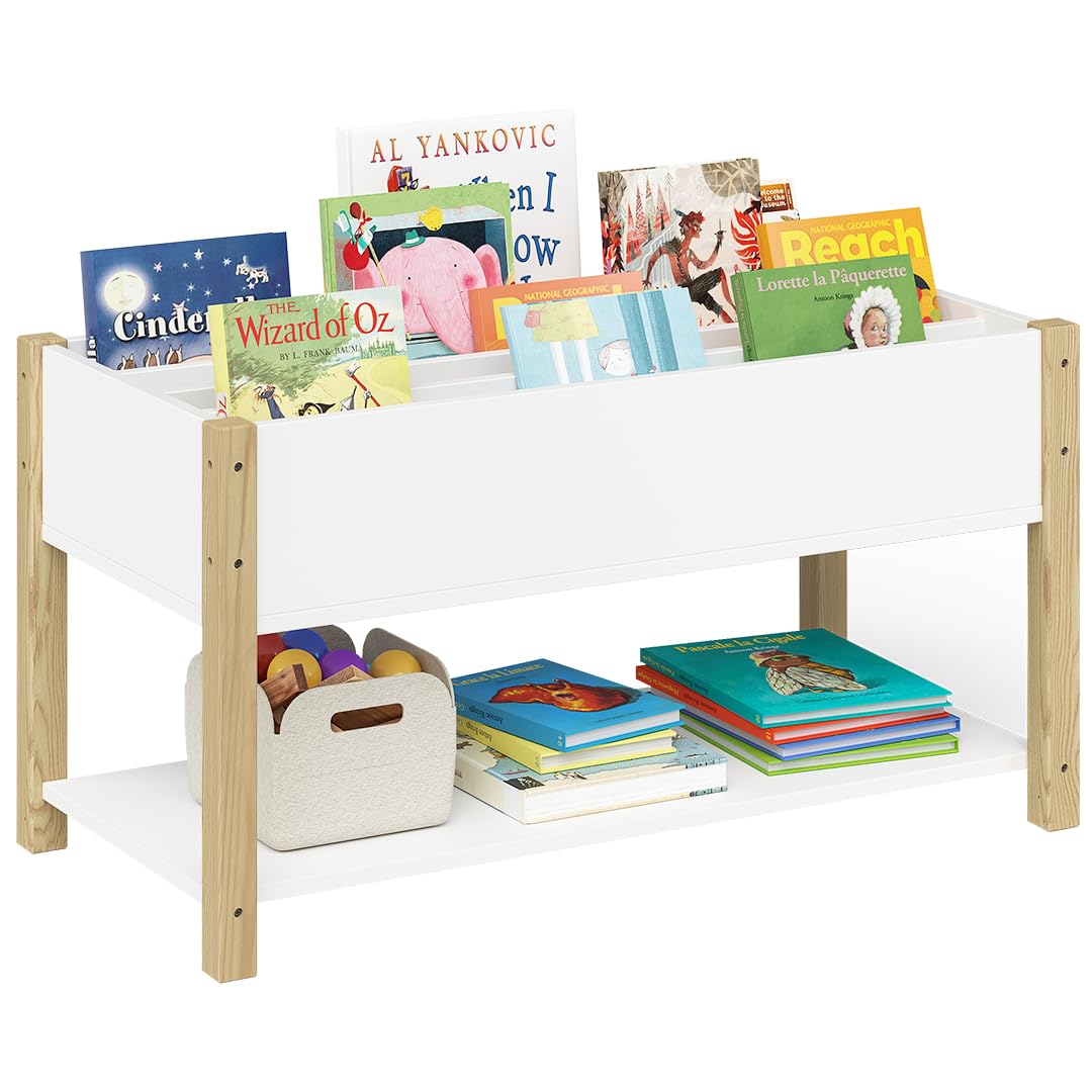 Bellabino Teme Bücherregal Kinderzimmer – Kinderbücherregal mit 4 Fächern – Montessori Bücherregal m