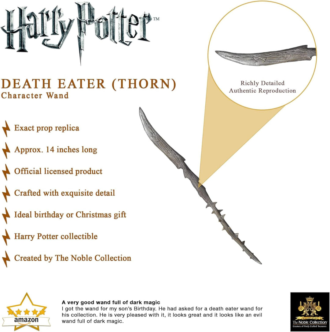 The Noble Collection - Death Eater Thorn Character Wand - 14in (34.5cm) Wizarding World Wand with Na