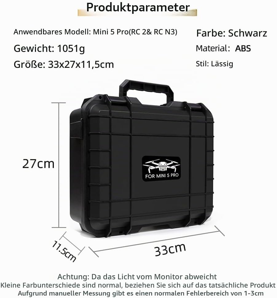 ZJRXM Mini 5 Pro Koffer, Hardshell Aufbewahrungs Tasche für DJI Mini 5 Pro Drone Zubehör, Hartschale