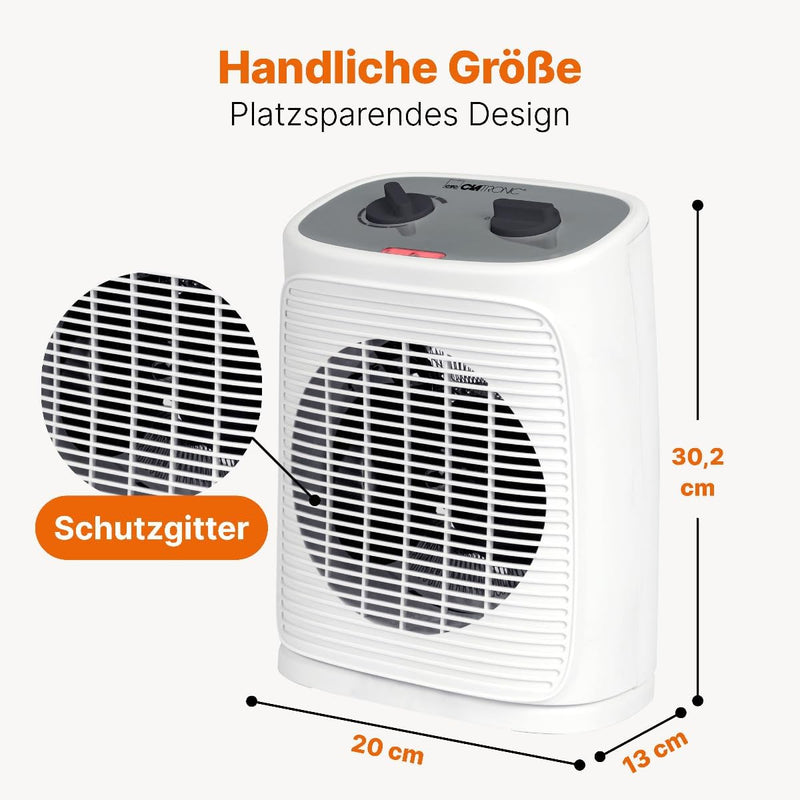 Clatronic® Heizlüfter inkl. Ventilatorfunktion | elektrische Heizung mit stufenlosem regelbarem Ther