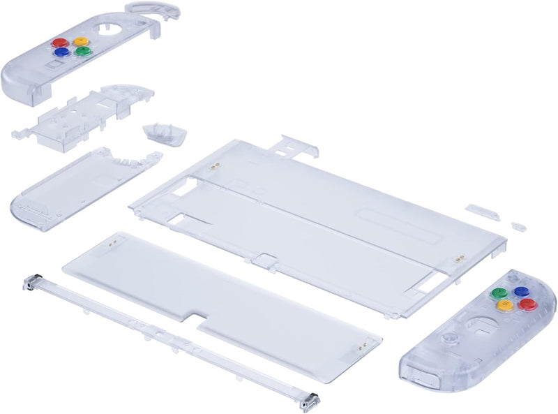 eXtremeRate Full Hülle für nintendo Switch OLED, DIY-Ersatz Konsole case & Kickstand, NS Joycon Gehä